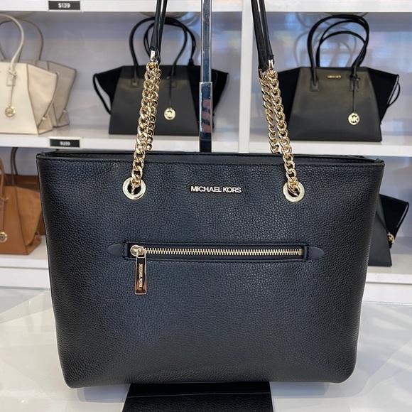 MICHAEL KORS
Jet Set Medium Front Zip Pebbled Leather Chain Tote Bag
Black - Picture 15 of 16